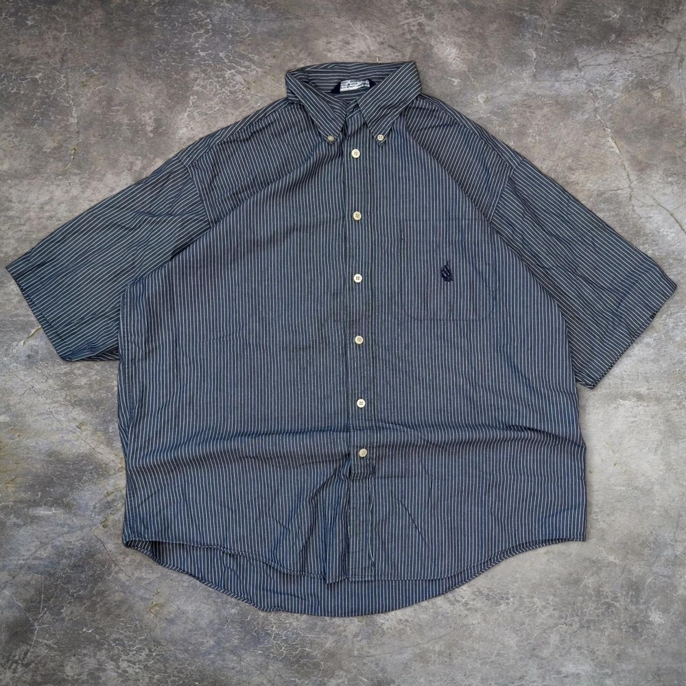 Vintage Nautica Blue Striped Oversized Button Up Shirt Men's Size Large Preppy